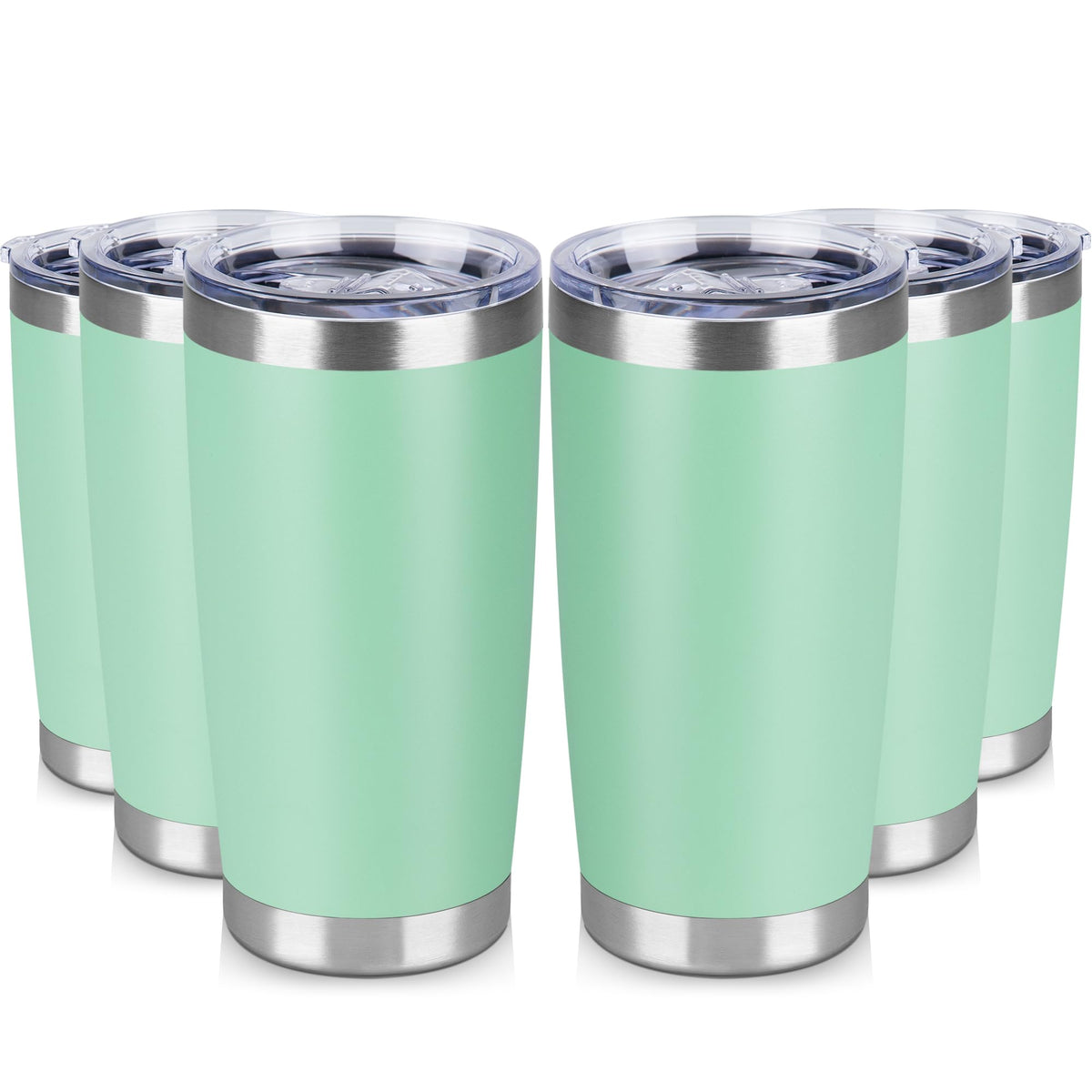 20 oz Tumbler Stainless Steel Tumblers Bulk with Lid Double Wall Insulated Coffee Tumbler Cups for Hot & Cold Drinks Powder Coated Travel Coffee Tumbler Mug Metal (6 Count)