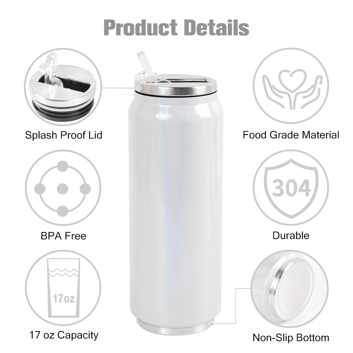 17 oz Sublimation Glitter Tumblers Cans (102 Ounce)