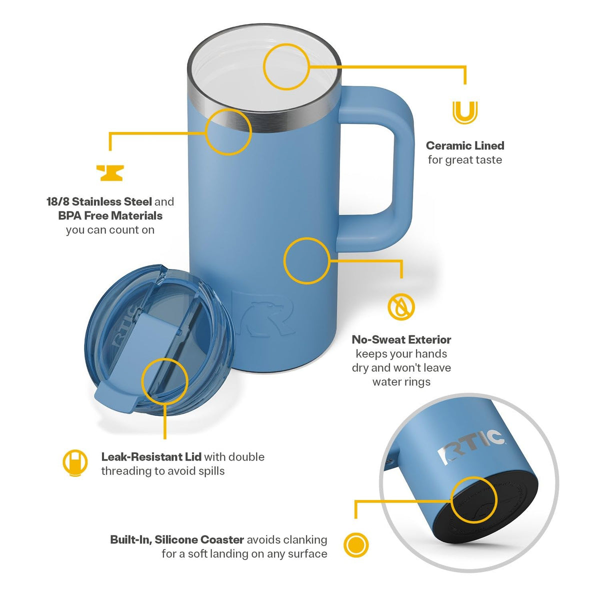 20oz Road Trip Travel Mug with Lid and Handle