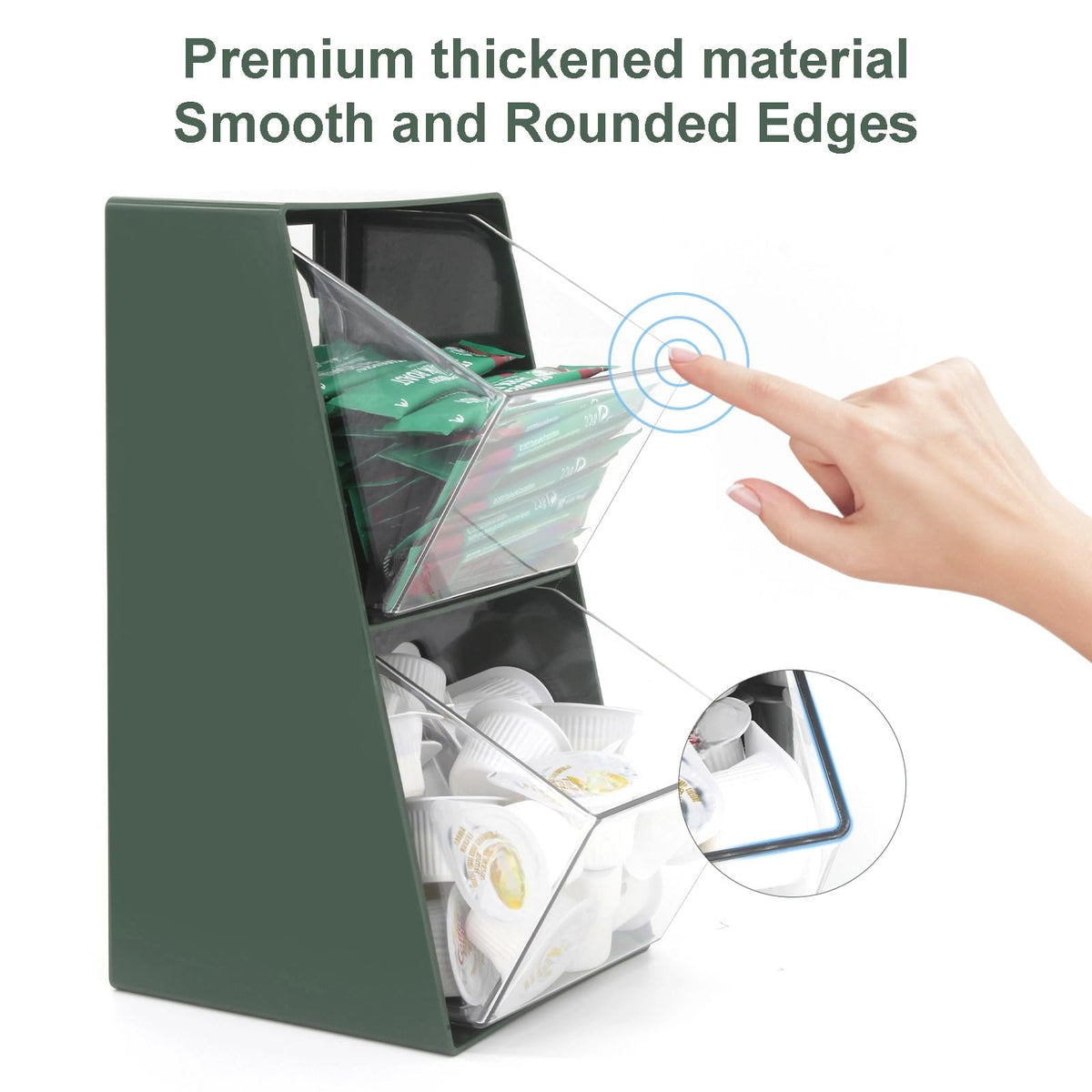 2 Pack Coffee Pod Holder K Cup Storage Organizer for Home Office Bar Countertop Organiser Storage Bins for Coffee Station Counter Container for Tea bag Sugar Creamer Filter Green