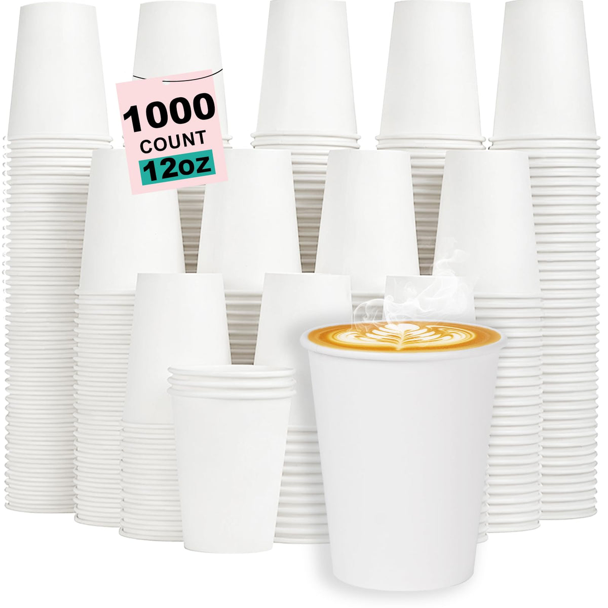 8 oz 1000 Pack Disposable Coffee Cups (1000 Count)