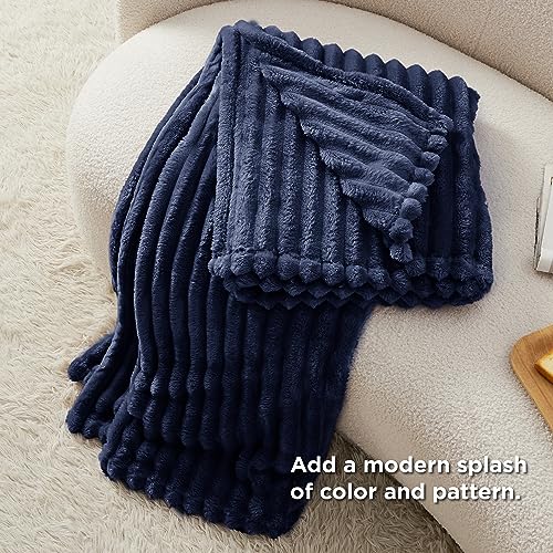 Soft Twin Blanket for Bed Decor Gifts Navy Blue 60"x80"