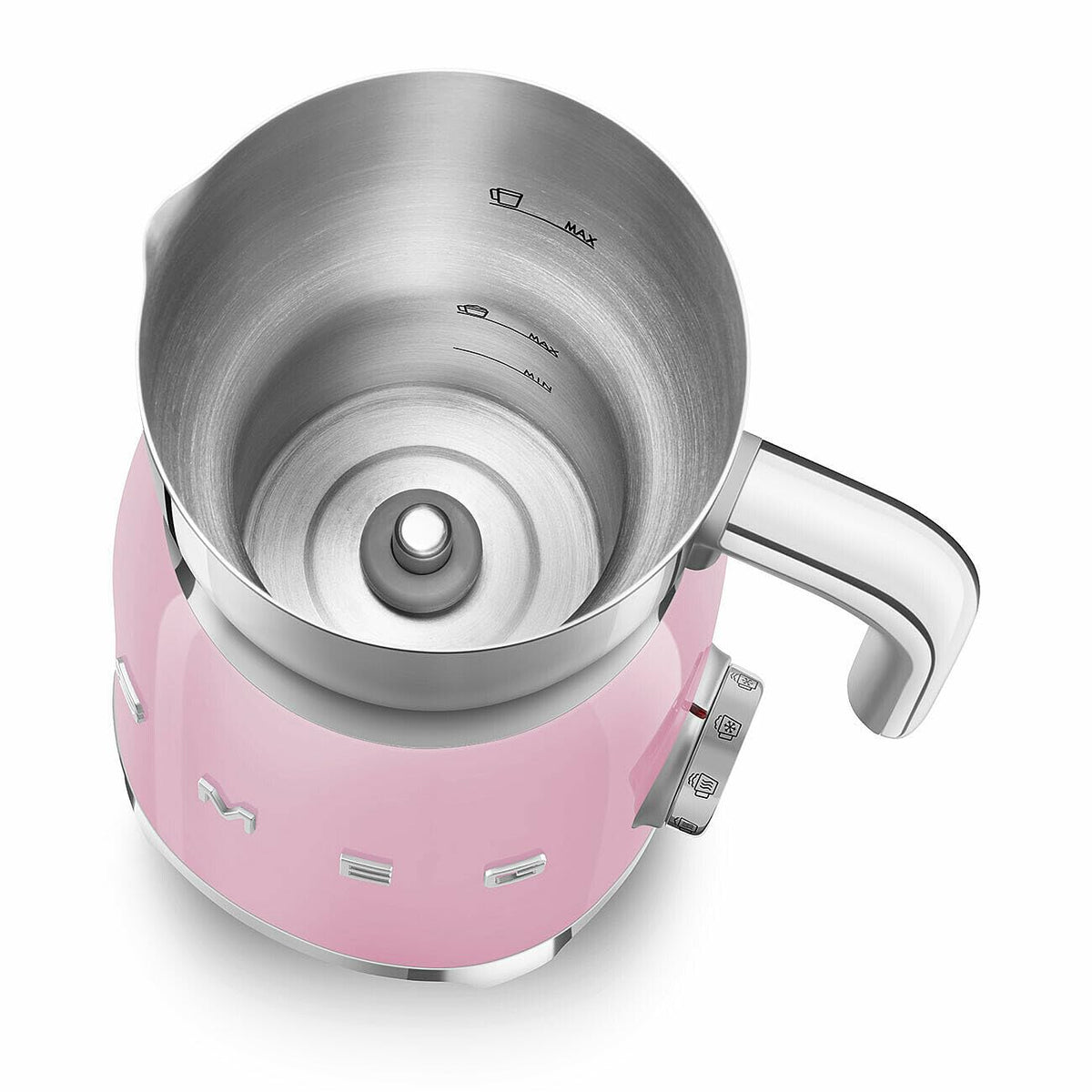 Retro 50's Style Milk Frother with 2 Disks 6 Preset Programs Hot or Cold Frothing and Induction Heating