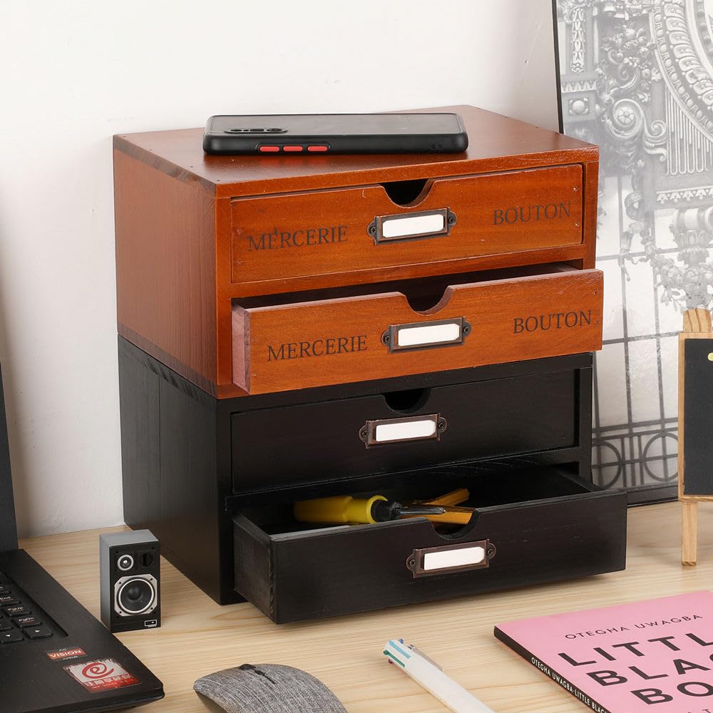 Small Wooden Drawers Wooden Box with Drawer Brown