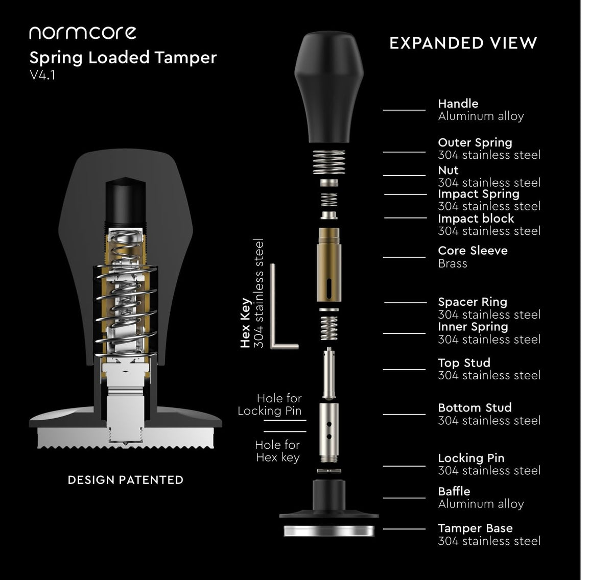 45.5mm Coffee Tamper V4.1 with Click Sound Feedback
