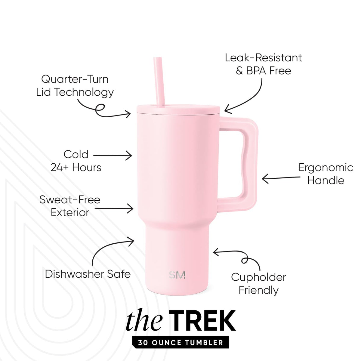 30 oz Trek Tumbler with Handle and Straw Lid