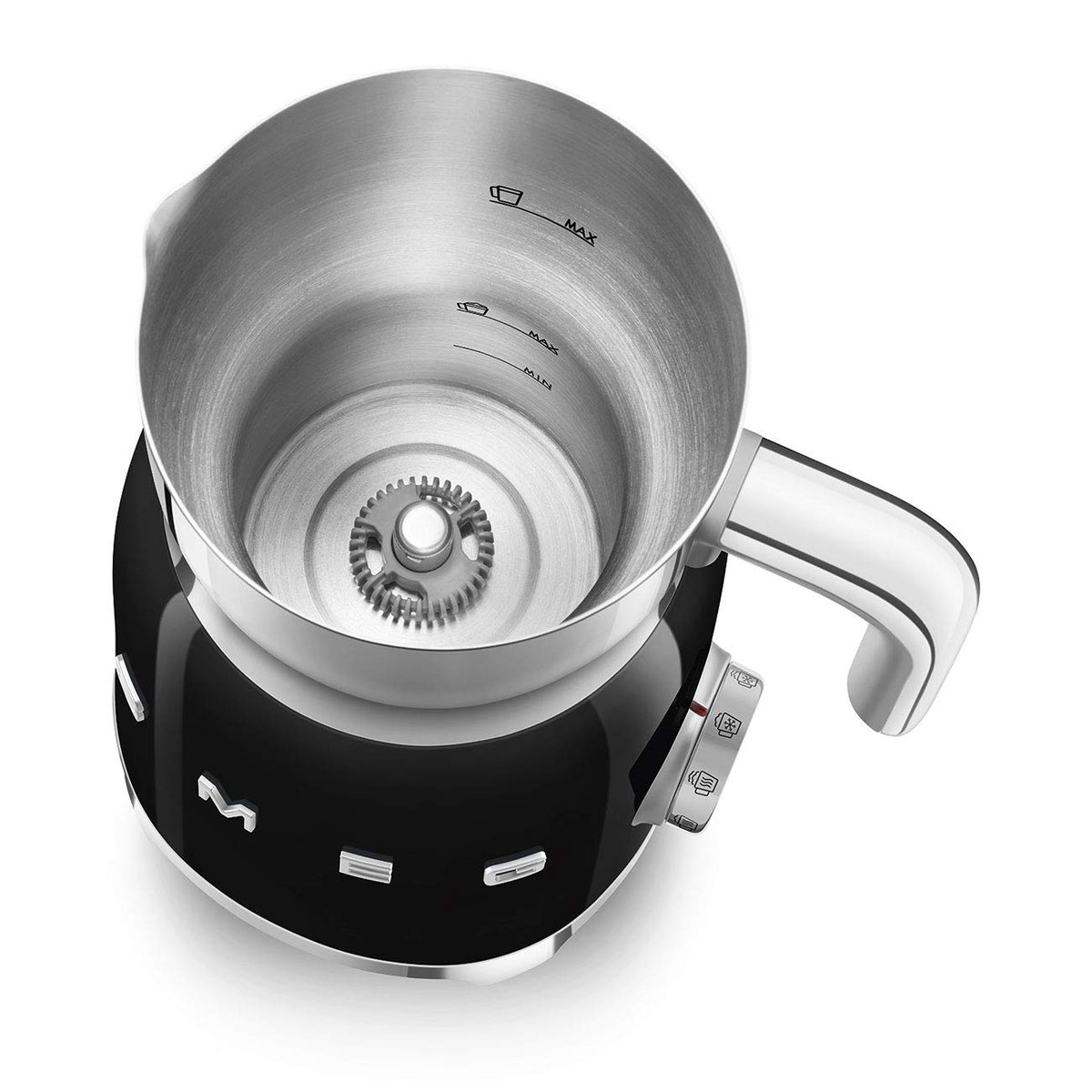 Retro 50's Style Milk Frother with 2 Disks 6 Preset Programs Hot or Cold Frothing and Induction Heating