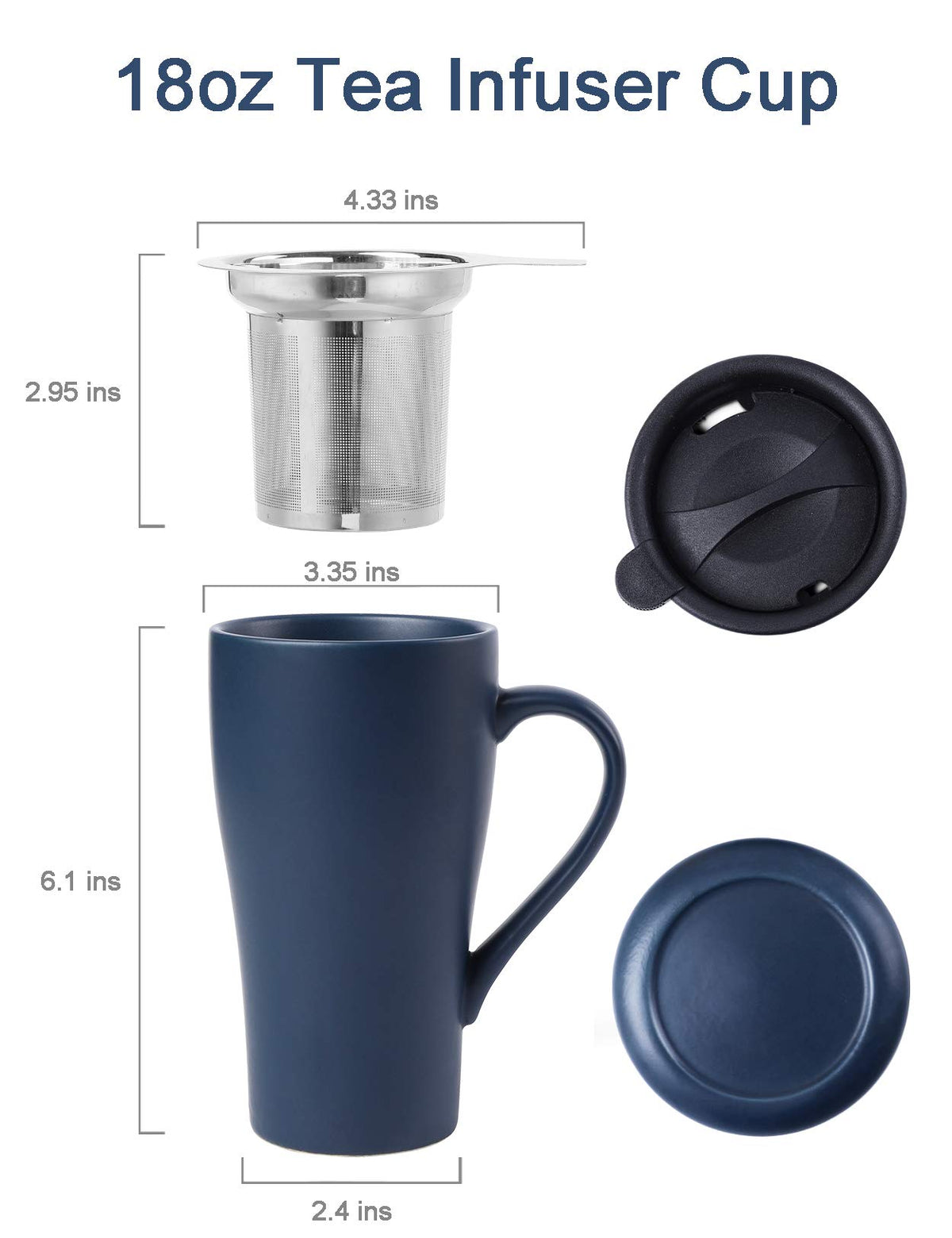 Tea Cup with Infuser and 2 Lids