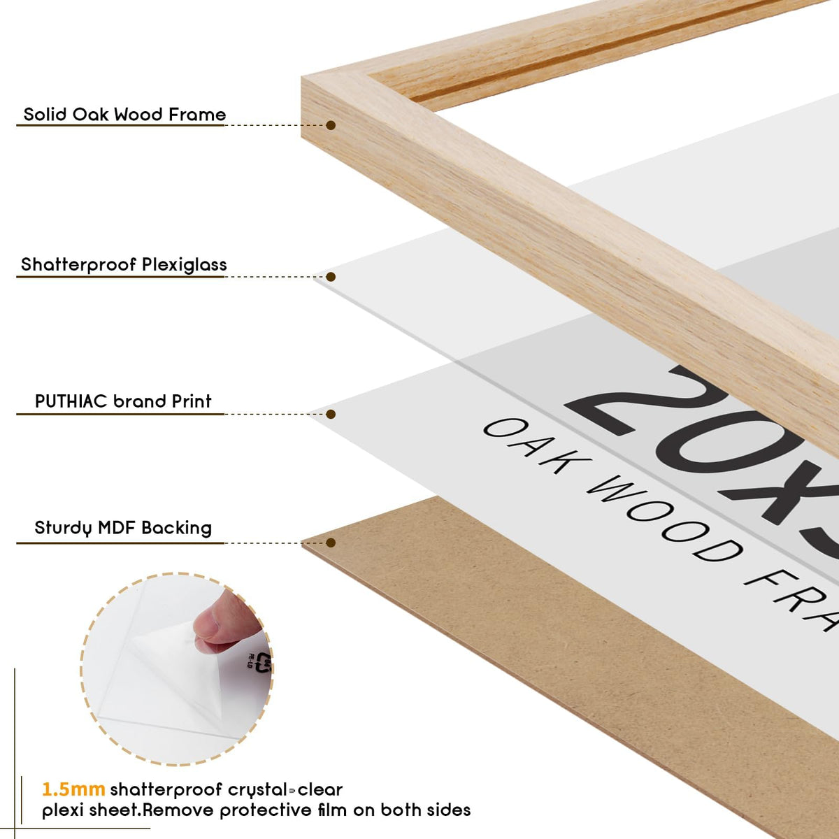 20x30 Solid Oak Wood Picture Frame