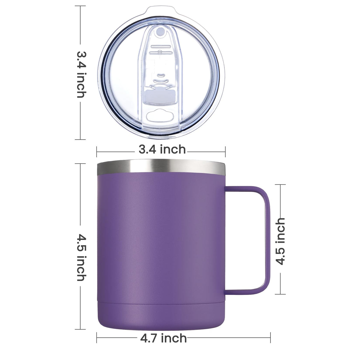 12oz Coffee Mug With Handle and Sliding Lid
