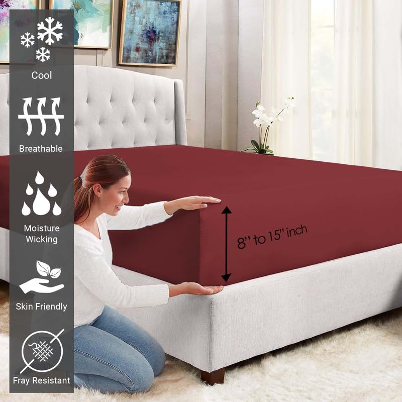 Queen Cotton Fitted Sheet 400 Thread Count Rio Red