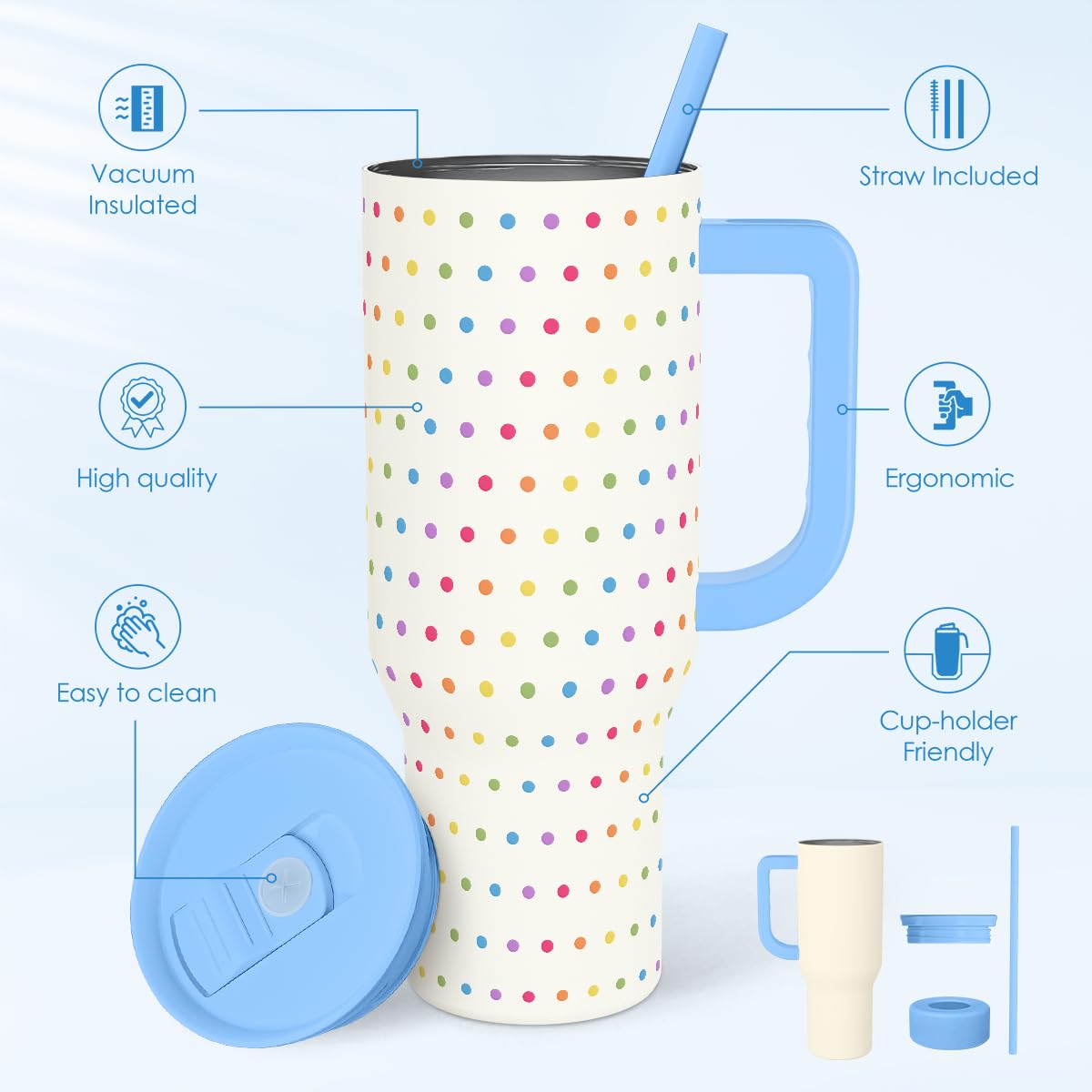 LGBT 40oz Tumbler with Handle and Straw