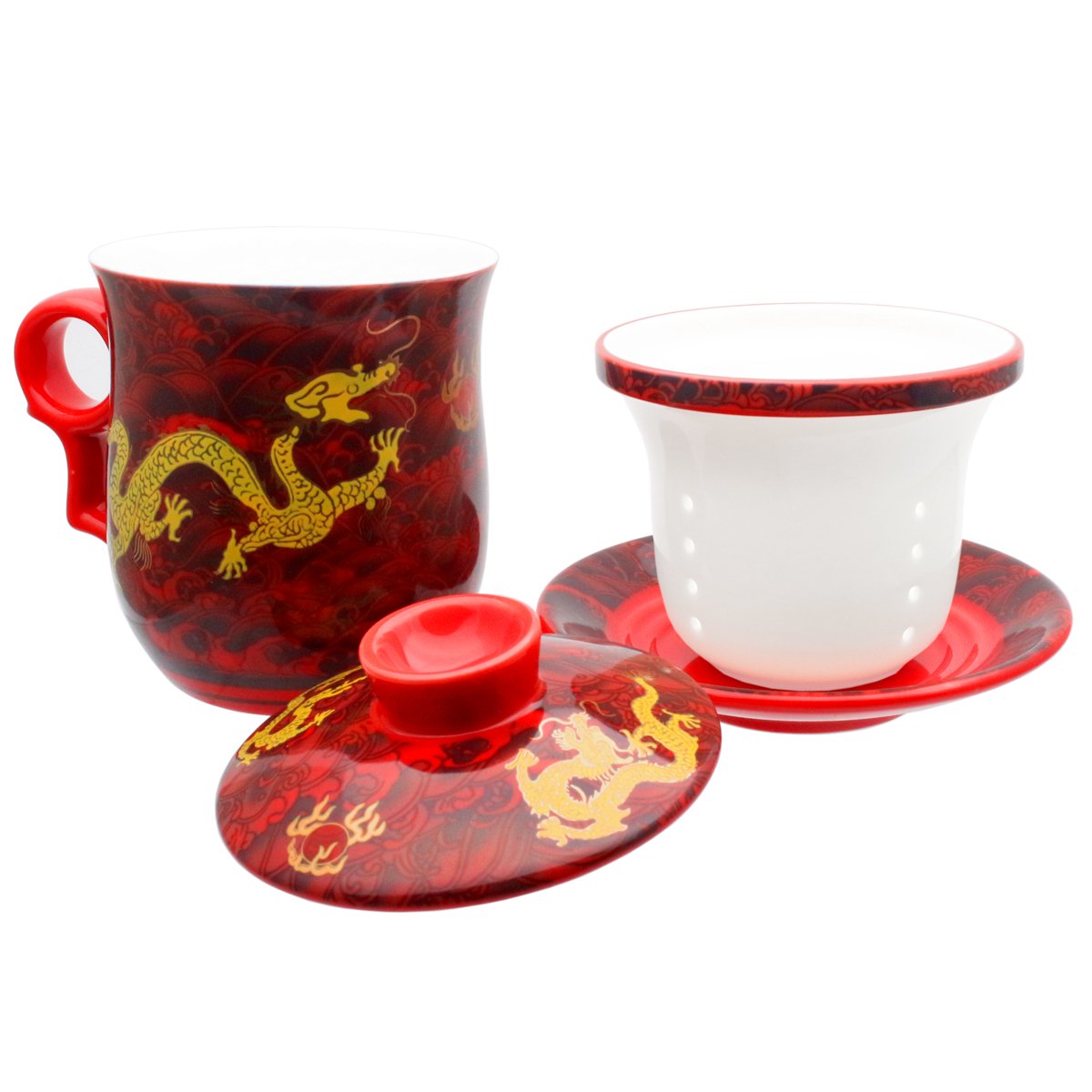 PLESIU Yuhytop Groye Tea Talent Porcelain Tea Cup with Infuser Lid and Saucer Sets