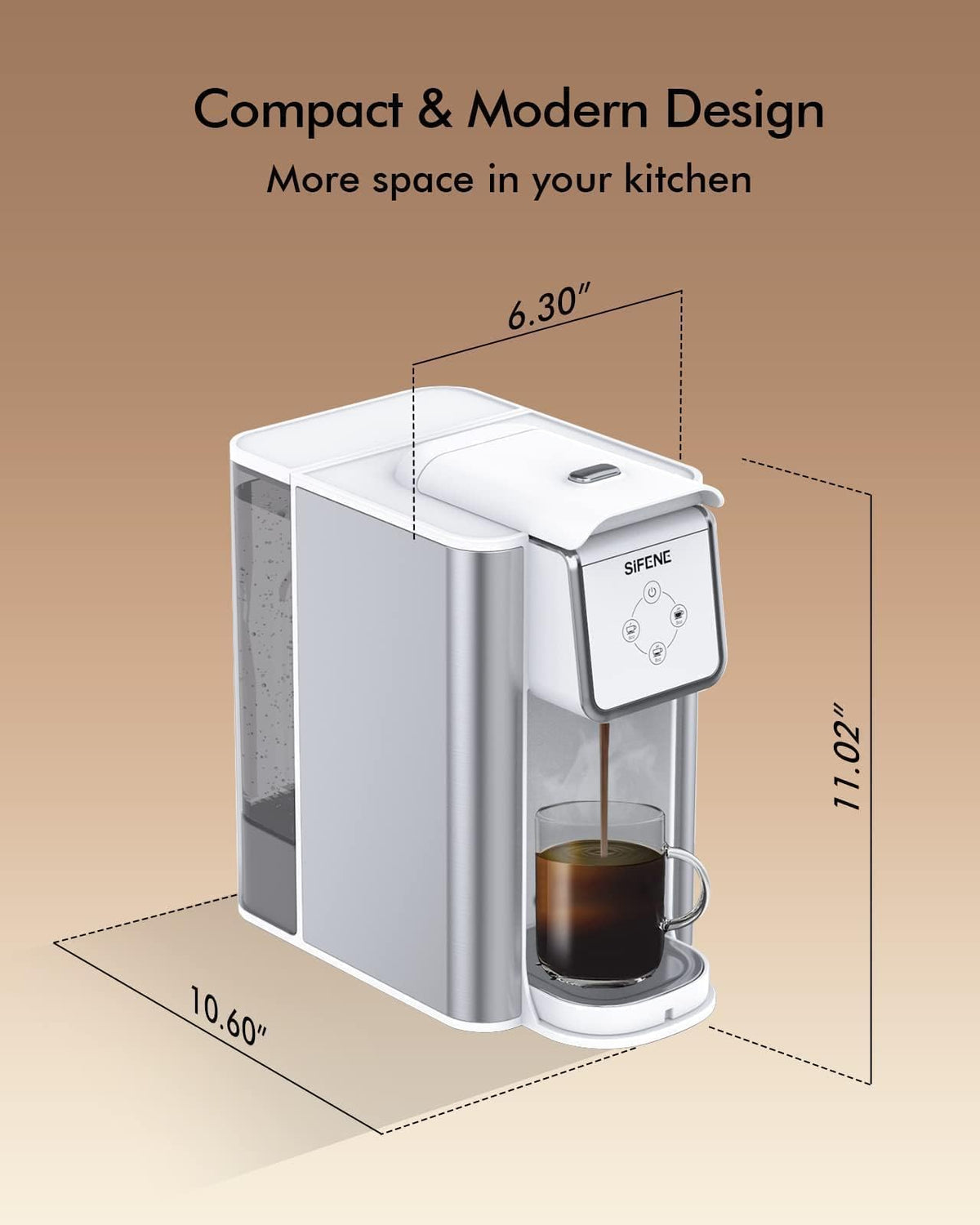 3-in-1 Single Serve Drip Coffee Machine, Compact K-Cup/K-Pod Compatible Brewer for Ground Coffee & Tea, 50oz Removable Water Reservoir, Multiple Brew Sizes, Auto Shut-Off
