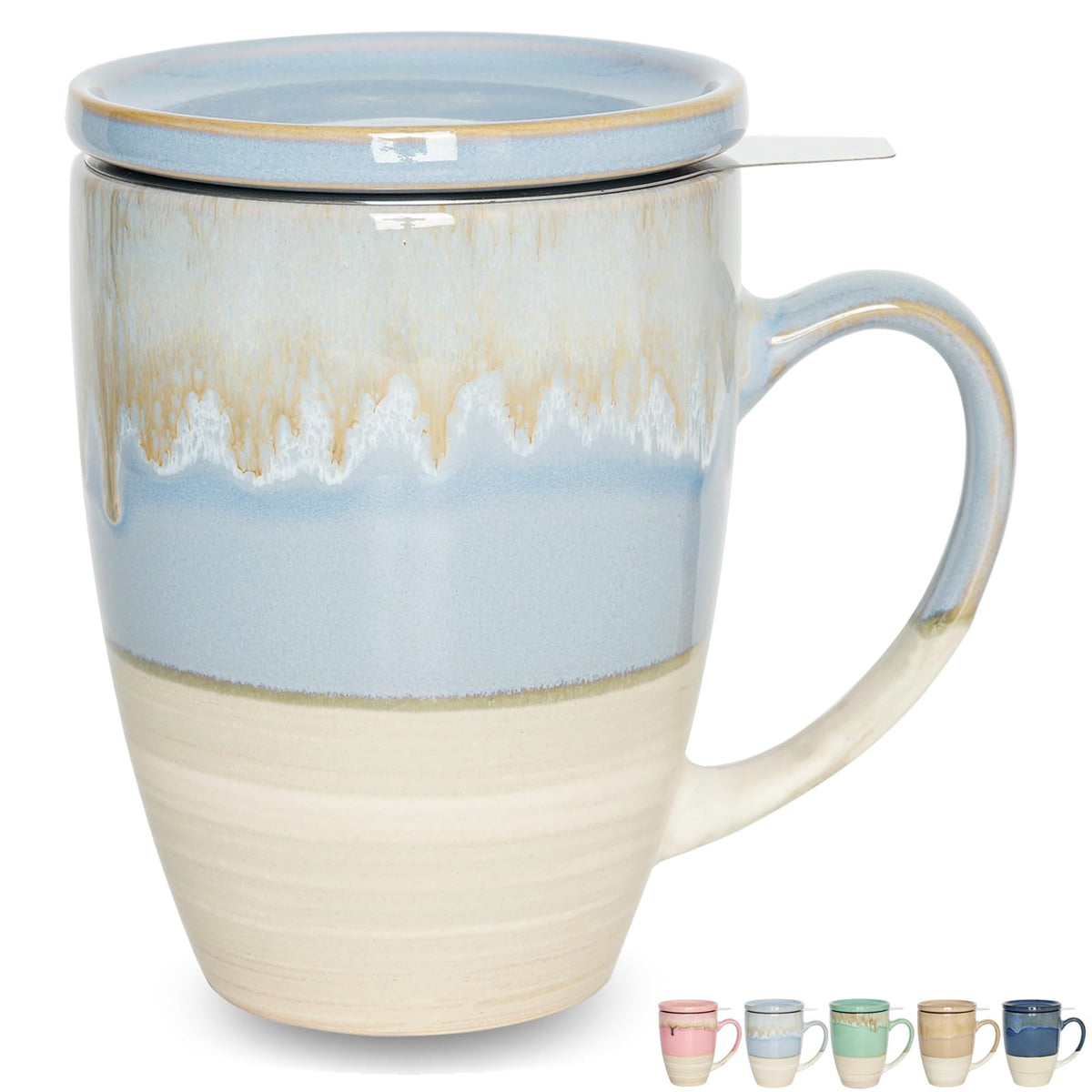 Ceramic Tea Cup with Infuser and Lid