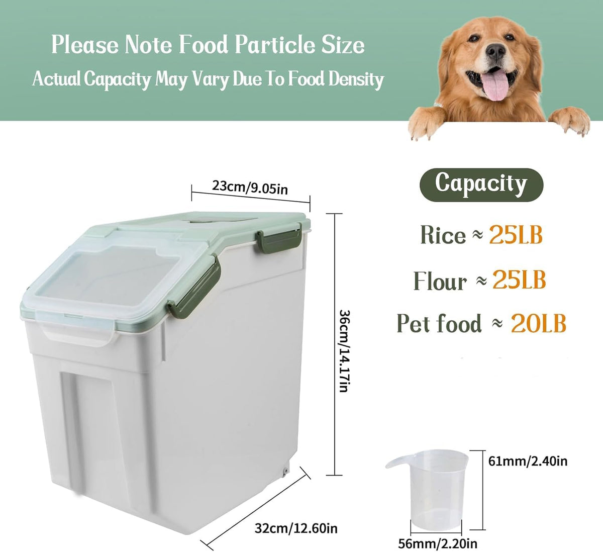 Large Flour Storage Containers 25Lbs Airtight Rice Storage Container BPA Free Kitchen Pantry Food Storage Bin Sugar Snack Cereal Grain Organizer Box with Wheel (4 Count)