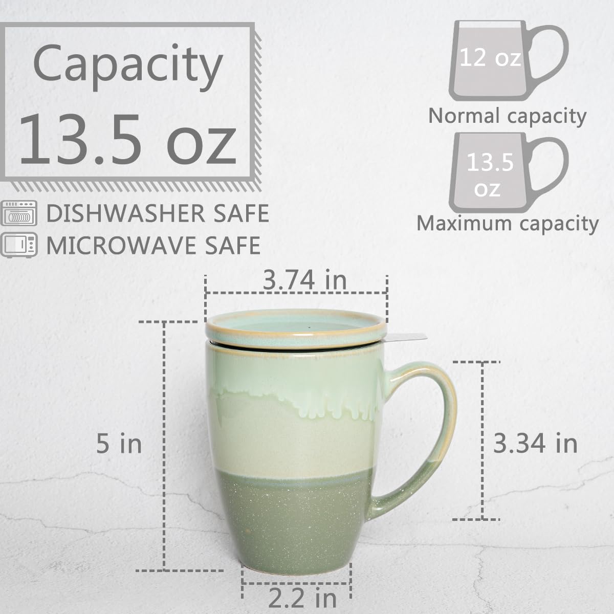 Ceramic Tea Cup with Infuser and Lid