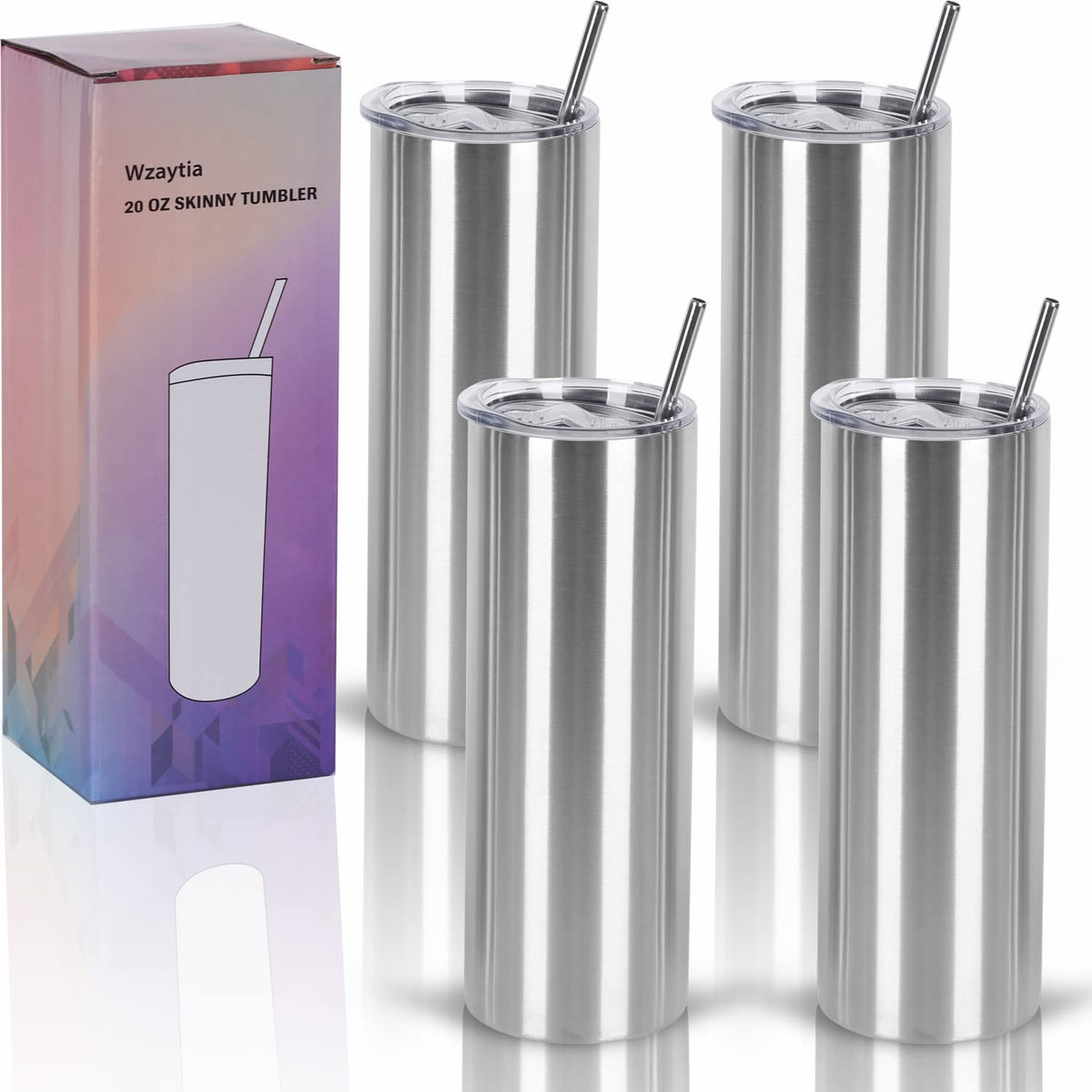 4 Pack 20 Oz Straight Skinny Tumblers (8.22 Count)