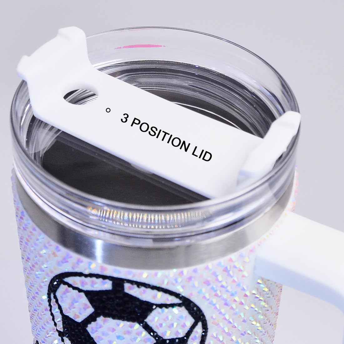 40 oz Bling Rhinestone Tumbler with Handle and Straw Soccer Cup