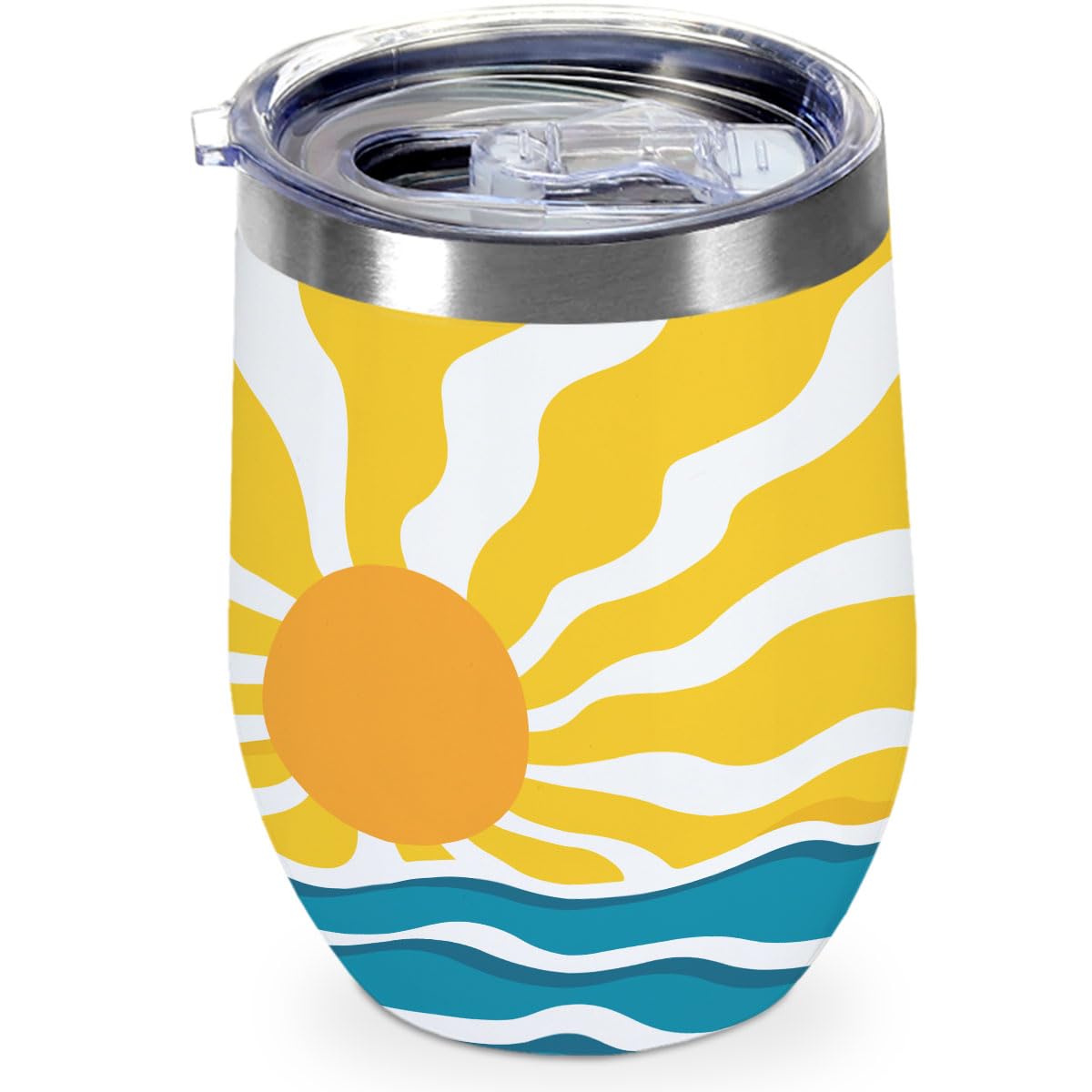 Beach Gifts for Women 12 oz Insulated Wine Tumbler with Lid