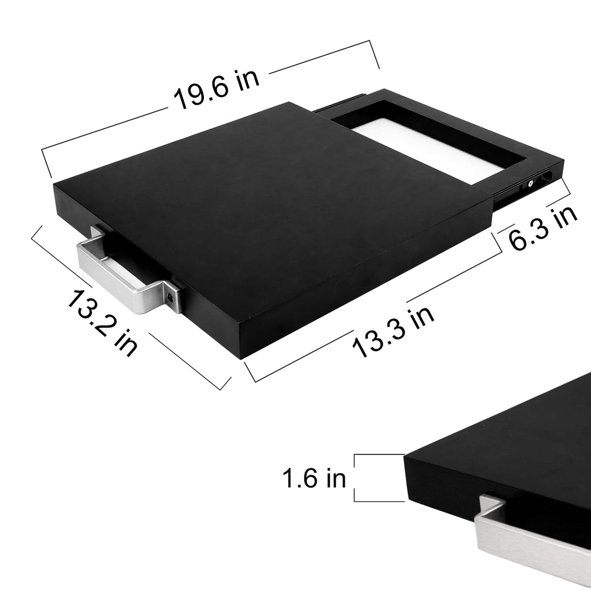 Natural Acacia Black Sliding Tray for Coffee Machine