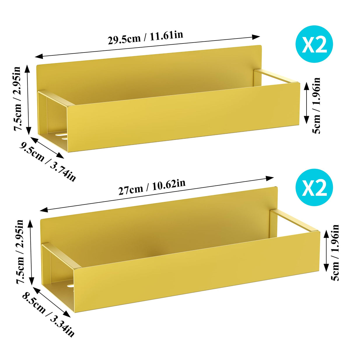 Metal Magnetic Spice Rack for Refrigerator Gold (4 Count)