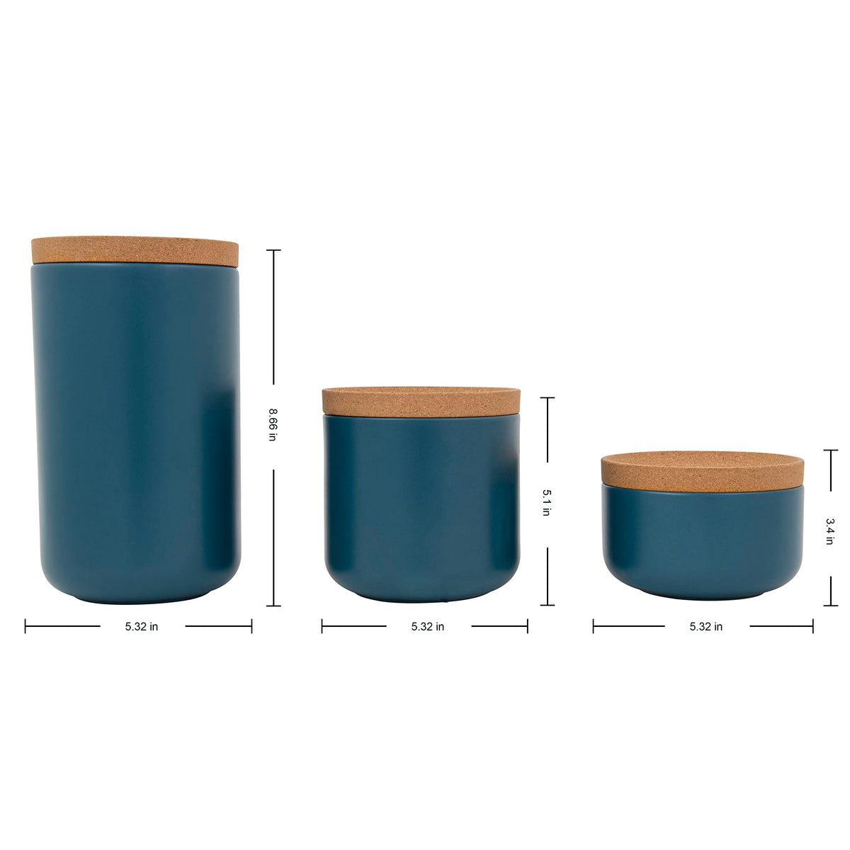 Ceramic and Cork Set of 3 Stackable Canisters