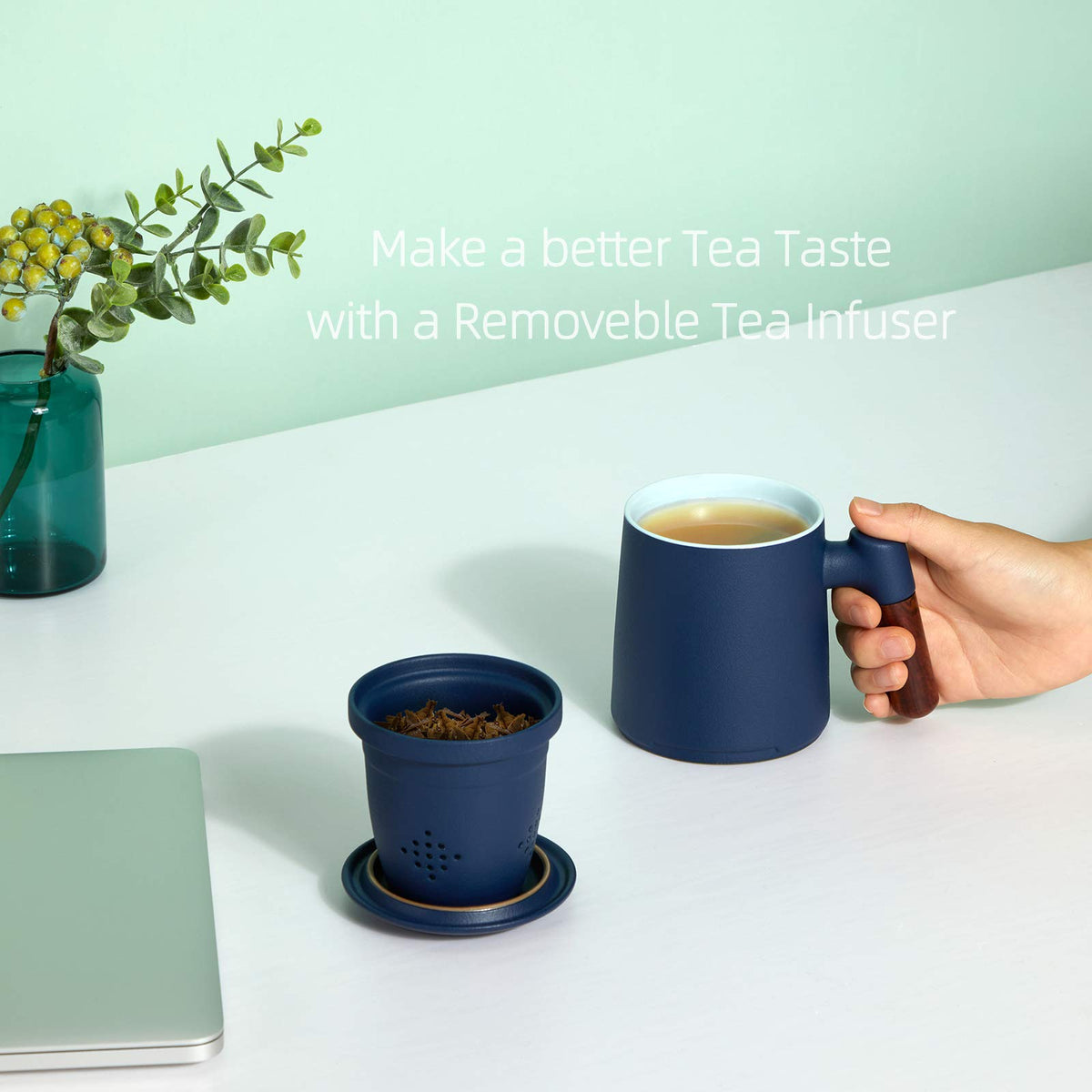 Tea Mug with Infuser and Lid for Loose Leaf Tea Steeper