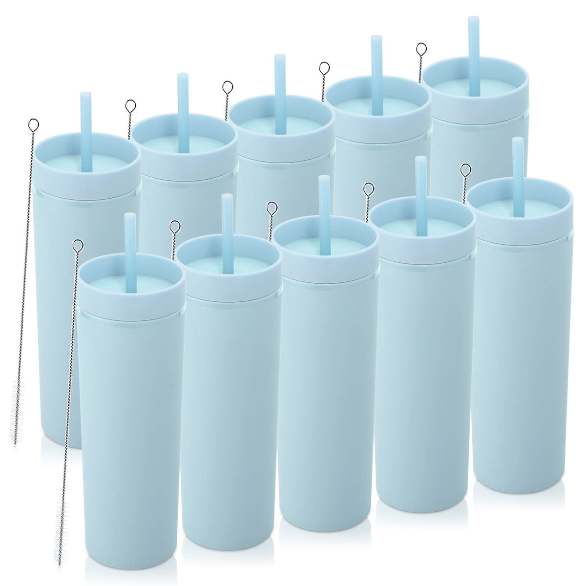 20oz Plastic Skinny Tumblers Bulk 10 Pack (10 Count)