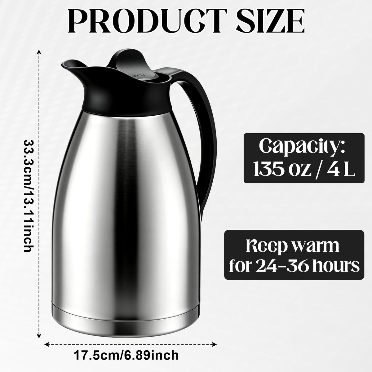 4L 135oz Large Thermal Coffee Carafe for Keeping Hot