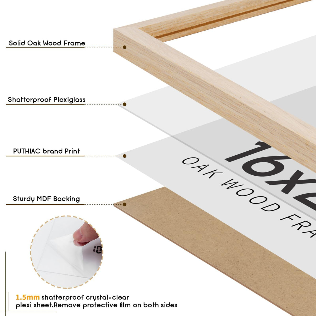 16x24 Solid Oak Wood Picture Frames (3 Count)