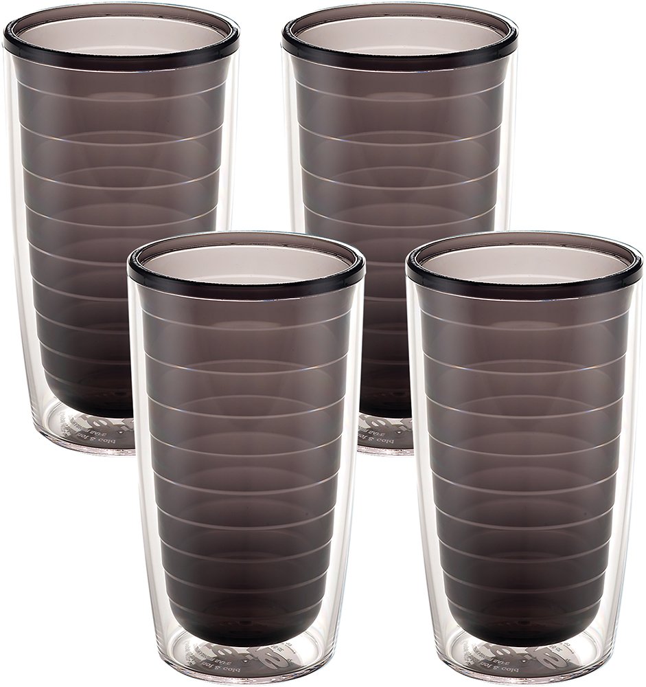 Clear & Colorful Tabletop Made in USA Double Walled Insulated Tumbler Travel Cup Keeps Drinks Cold & Hot (4 Count)