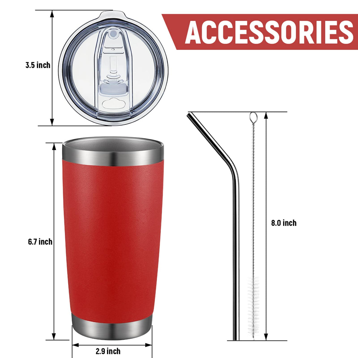 20oz Double Wall Vacuum Insulated Travel Mug (8 Count)