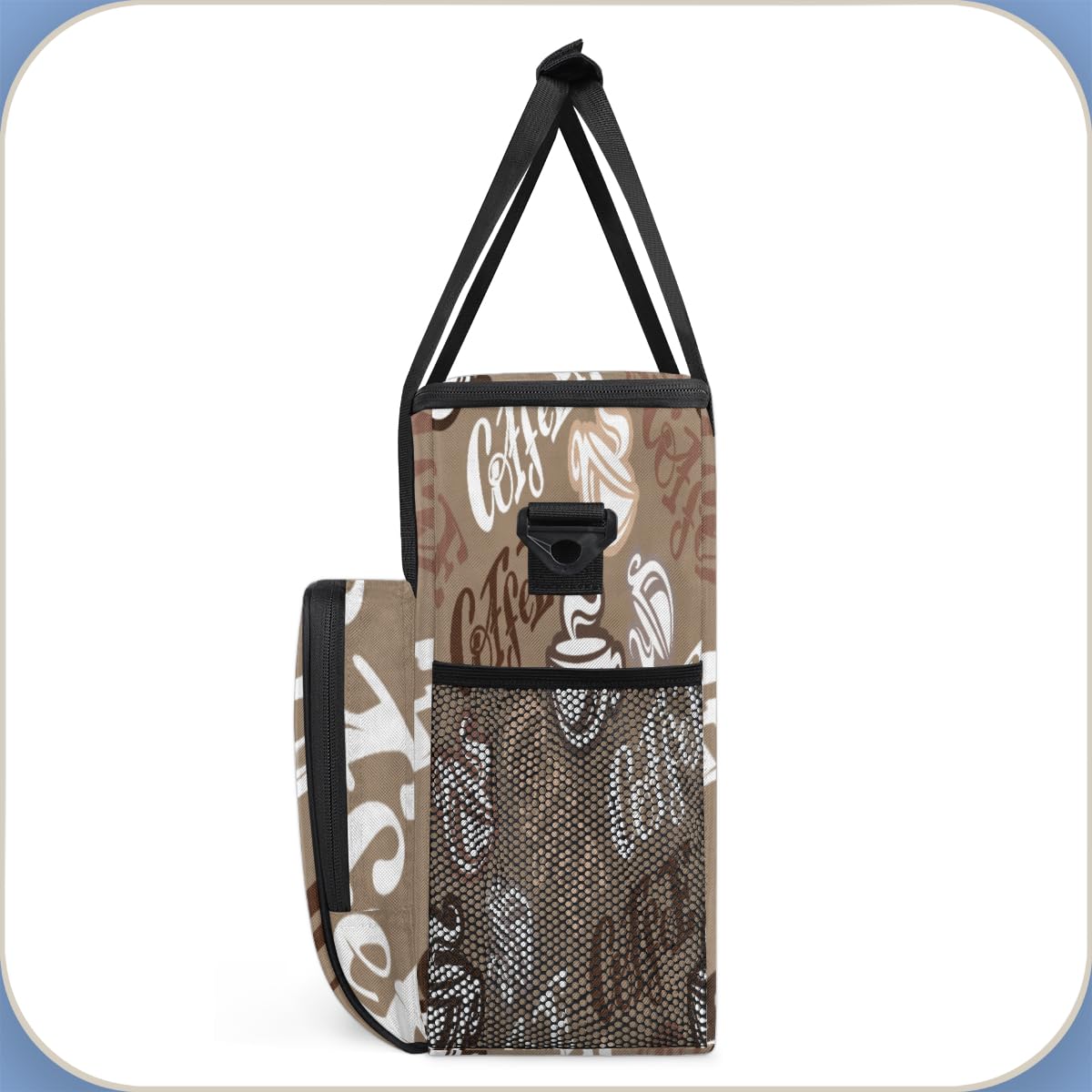 Coffee Time Coffee Maker Carring Bag Hand Drawn Coffee Travel Carrying Storage Tote Bag Compatible with Keurig K