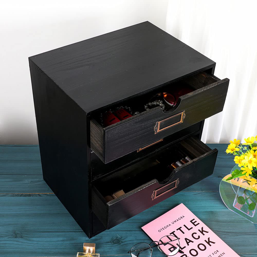Large Wooden Drawers Wooden Box with Drawer Black