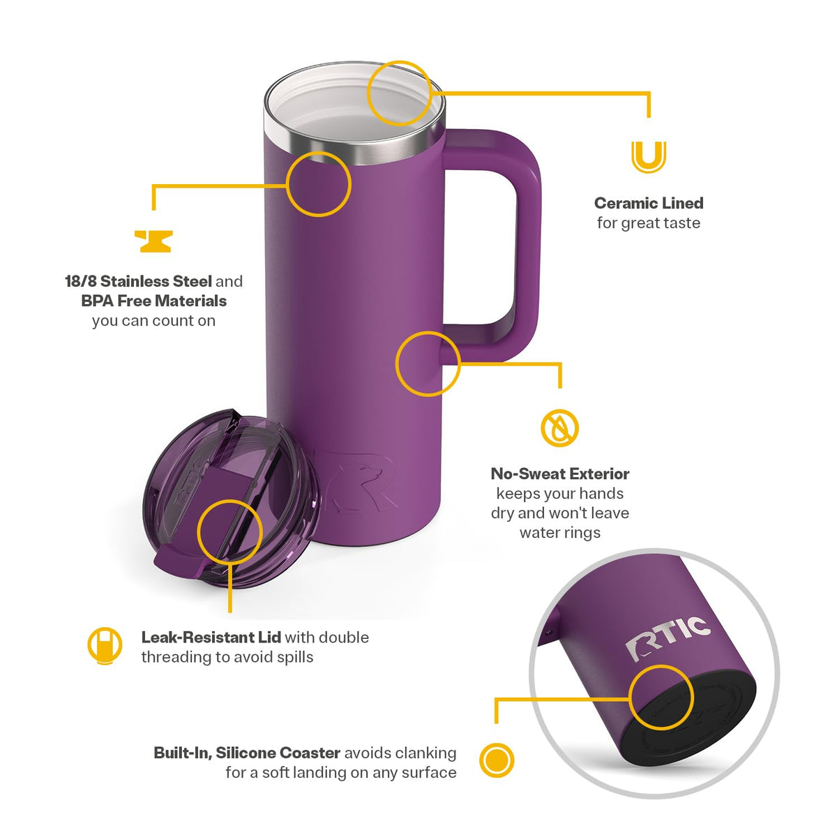 20oz Road Trip Travel Mug with Lid and Handle