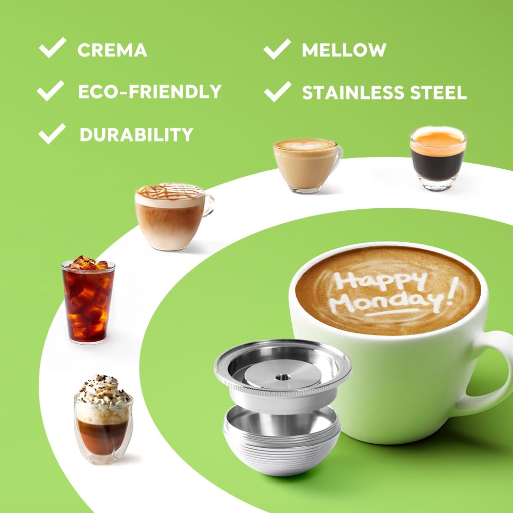 Stainless Steel Reusable NespressoV ertuo Pod Compatible with GCA1 (2 Count)
