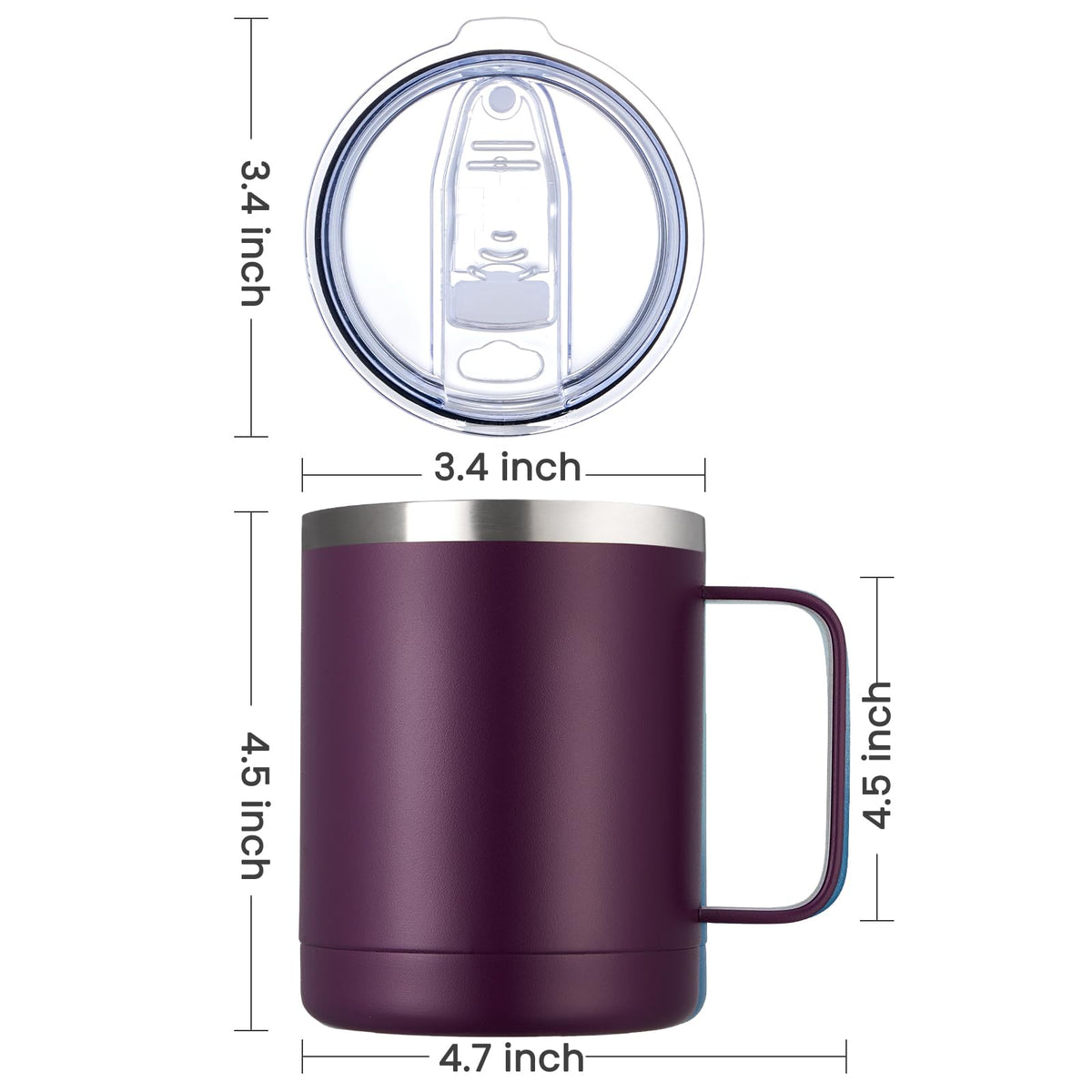 12oz Coffee Mug With Handle and Sliding Lid