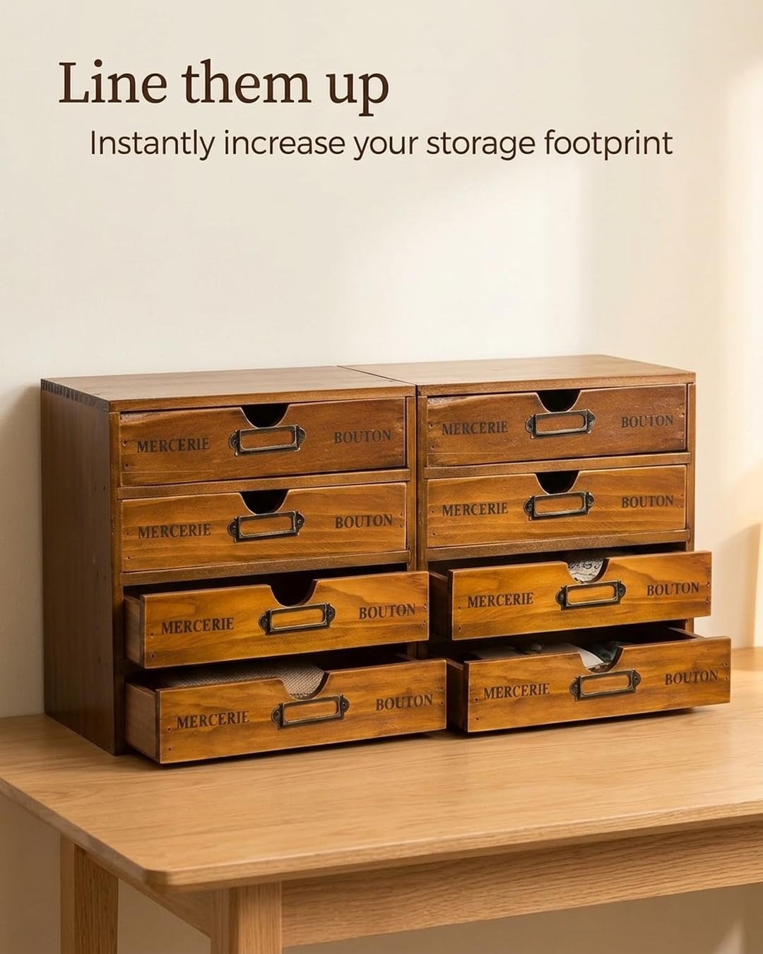 Modular Stackable Apothecary Cabinet 4 Drawer Desk Organizer