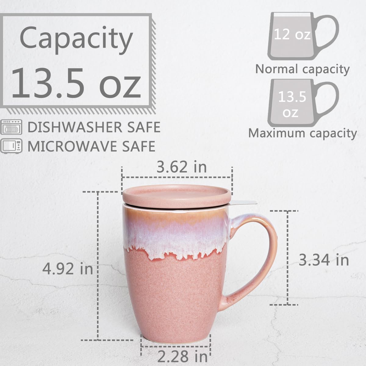 Ceramic Tea Cup with Infuser and Lid
