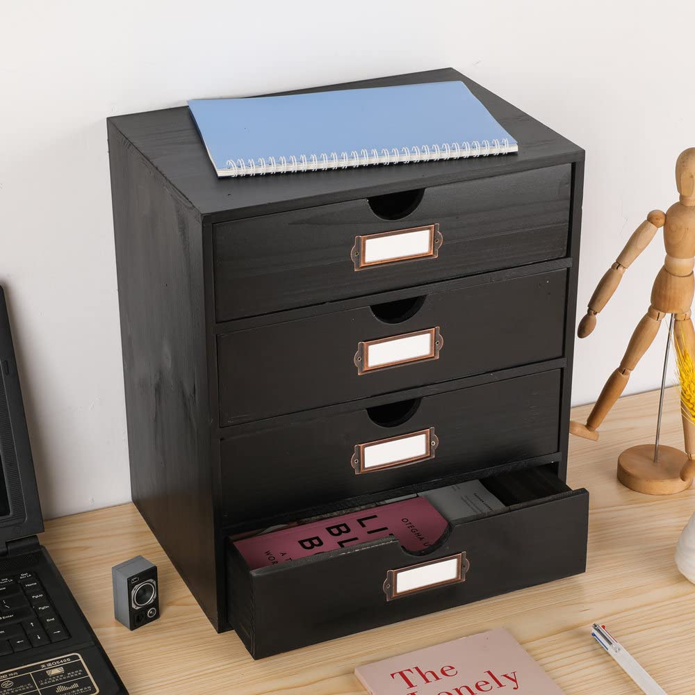 Large Wooden Drawers Wooden Box with Drawer Black