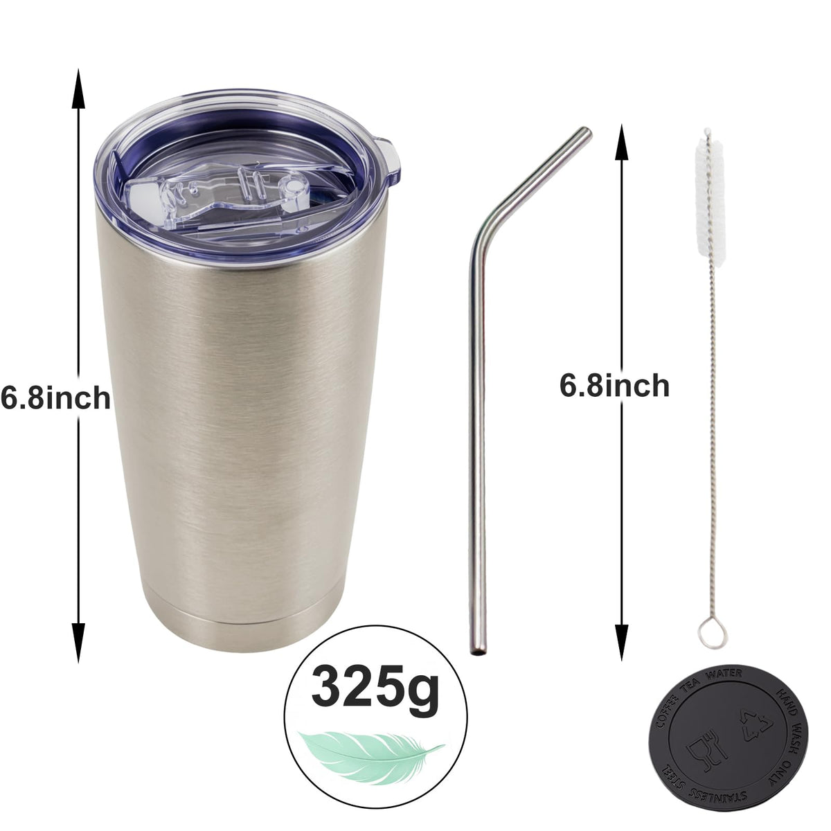 20oz Tumbler with Lid and Straw Stainless Steel Tumbler Cup Bulk Vacuum Insulated Double Wall Travel Coffee Mug Powder Coated Coffee Cup