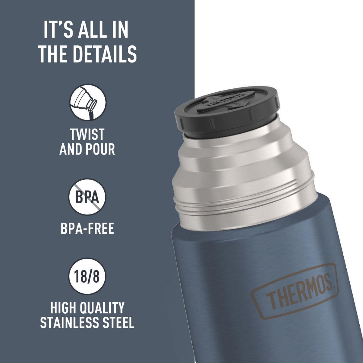 Vacuum Insulated 25 Ounce Compact Stainless Steel Beverage Bottle