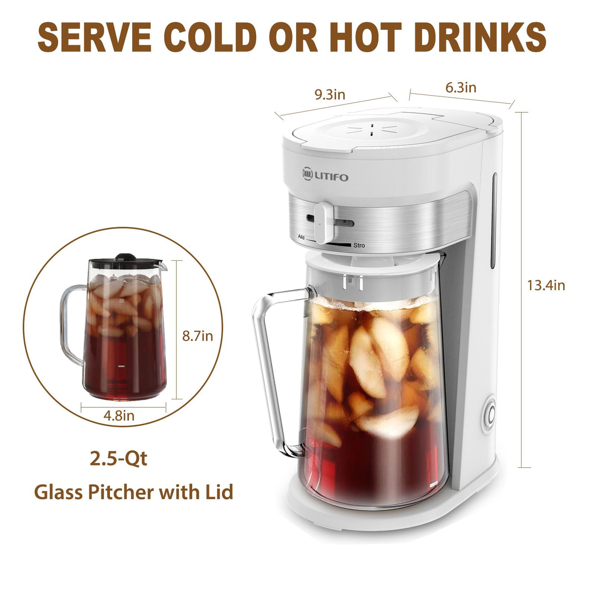 Iced Tea Maker and Iced Coffee Maker Brewing System with 2.5