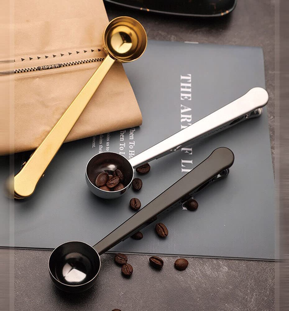 Coffee Scoop Clip Stainless Steel Tablespoon Coffee Spoon With long handle Multifunction Sealing Bag Clip For Tea