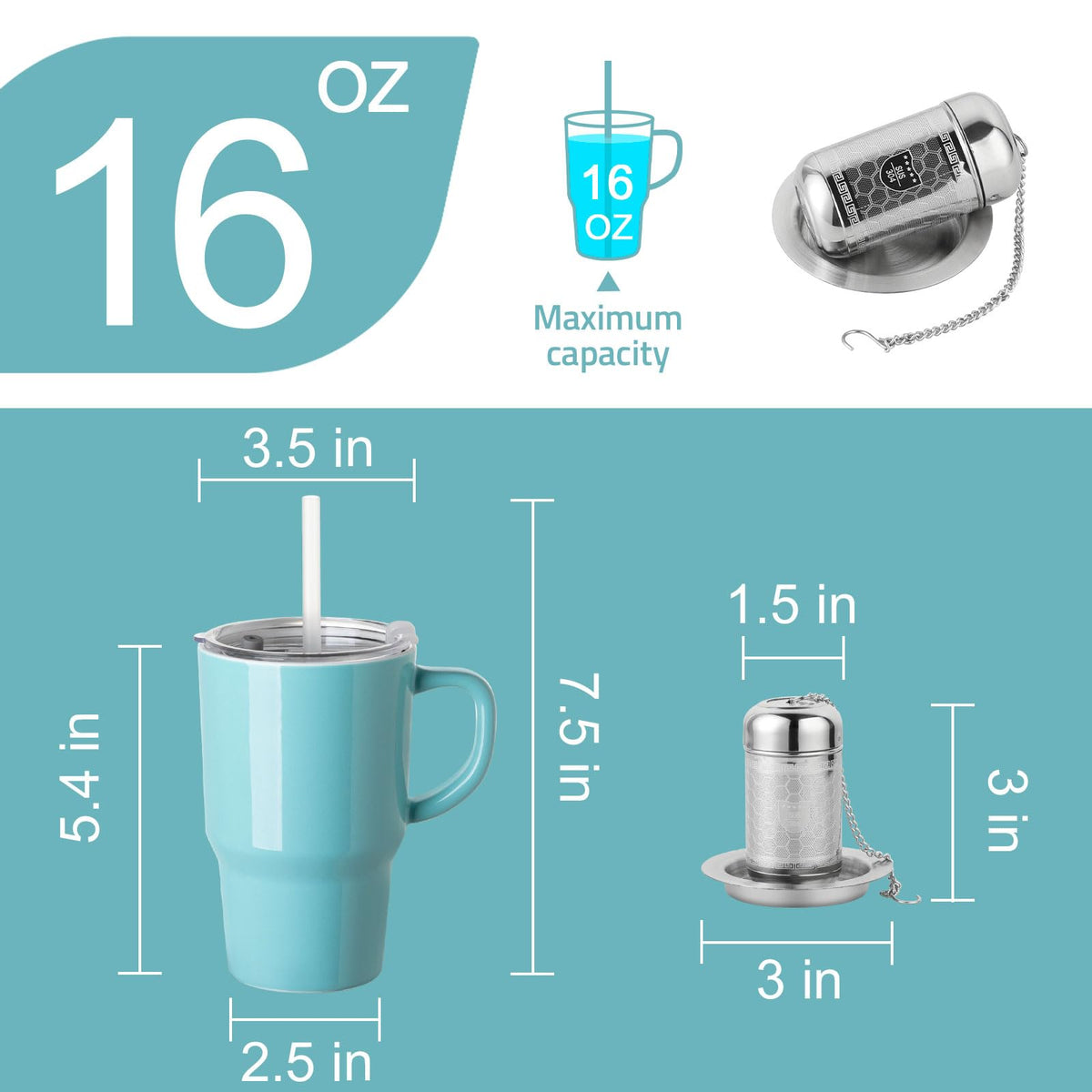 Sweejar Ceramic Tea Cup with Lid