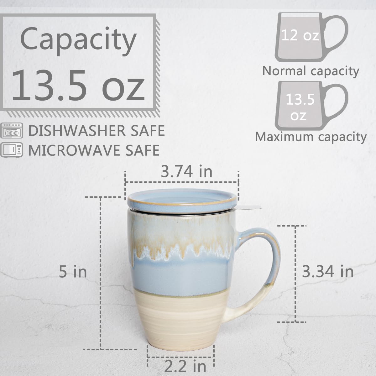 Ceramic Tea Cup with Infuser and Lid