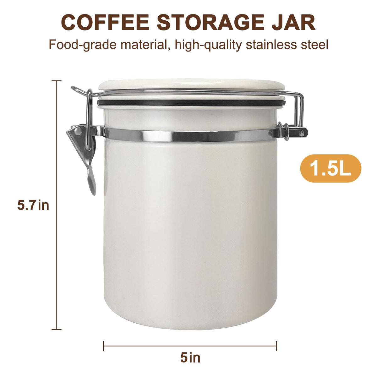 1.5L Airtight Vacuum Coffee Canister (16 Ounce)