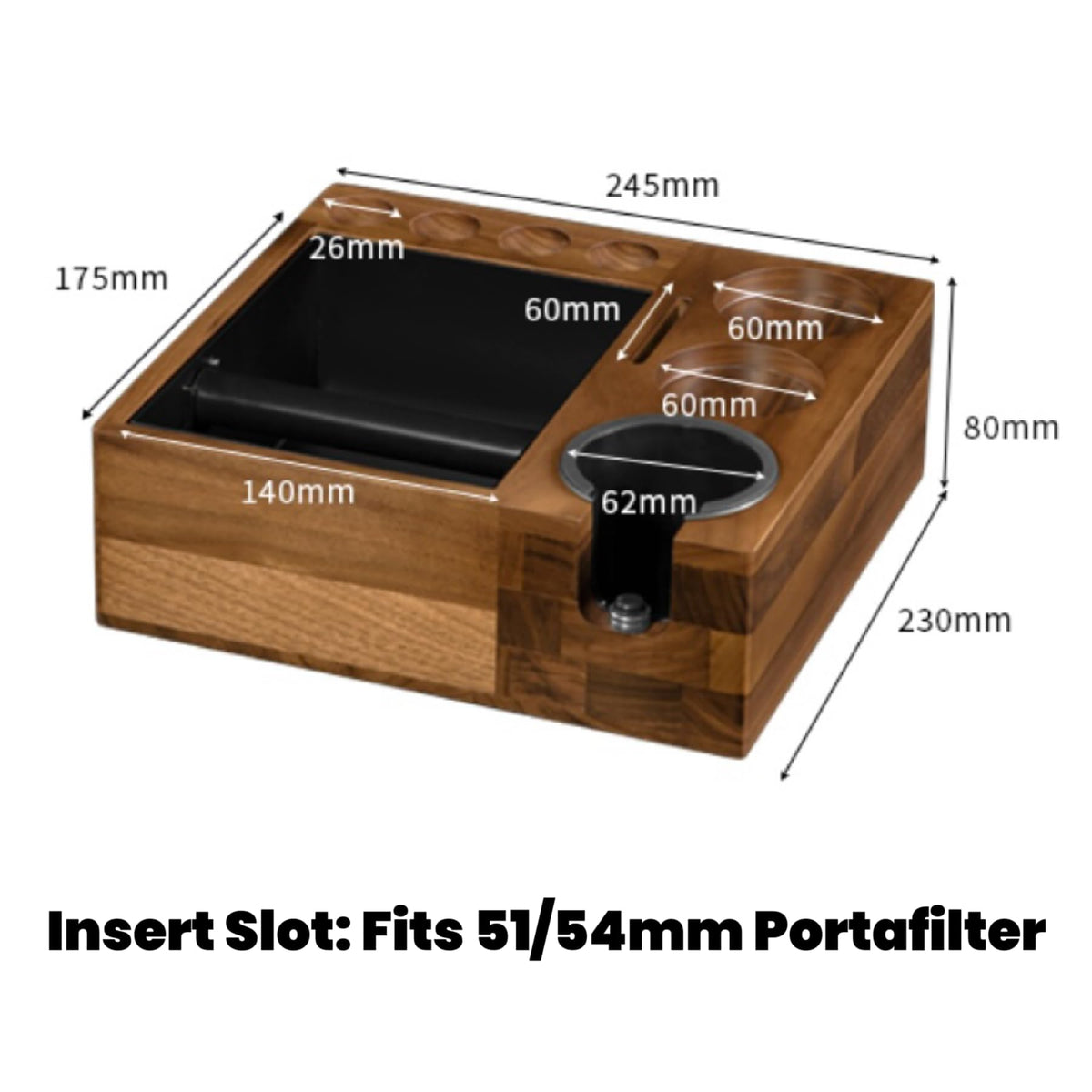 MOJAE 9-in-1 Espresso Knock Box and Espresso Tamper Station,Fits for 51-58mm Portafilter,Tamper and Distributor,Espresso Machine Accessories Organizer (Walnut)