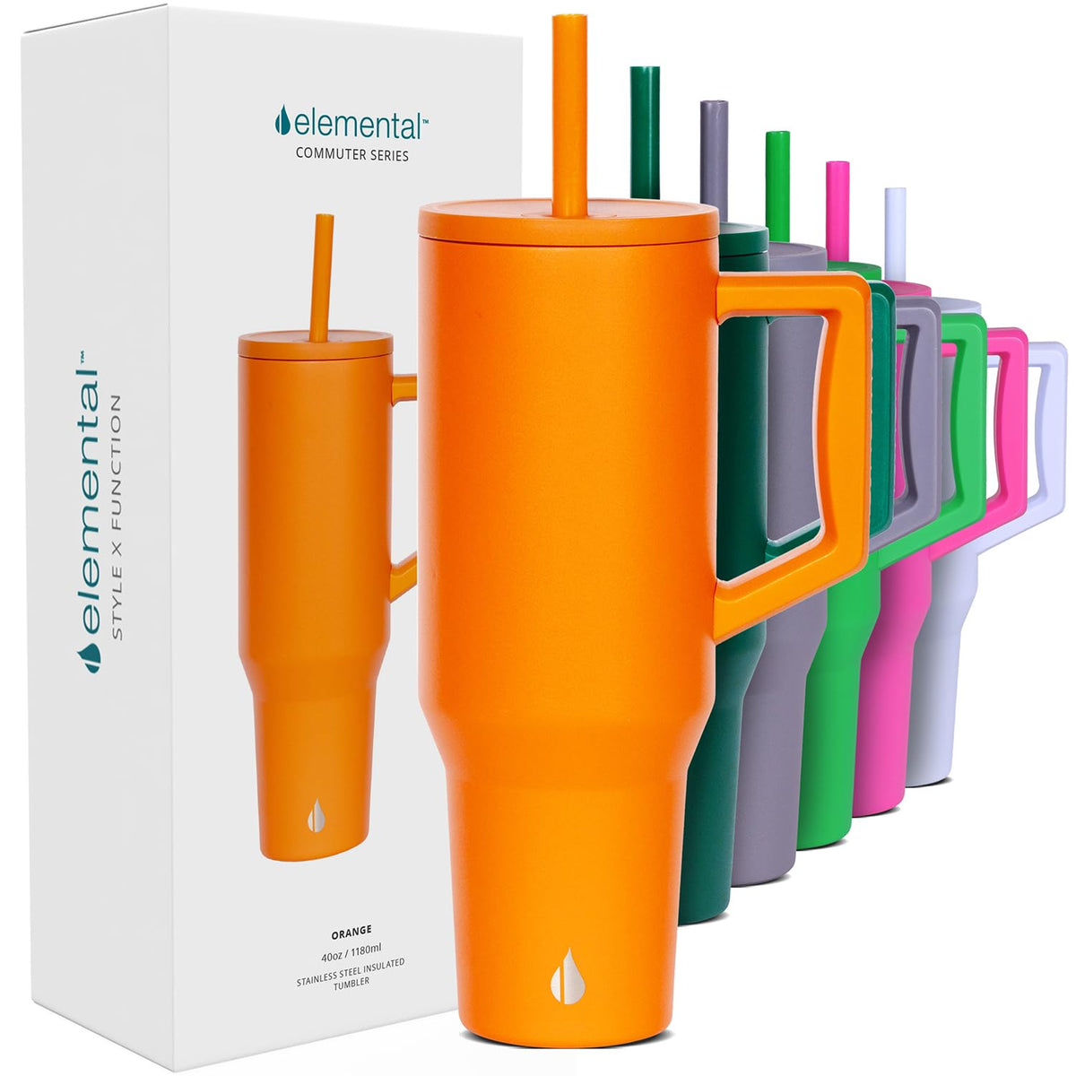 Spill Proof 40oz Insulated Tumbler with Handle & Straw Travel Mug